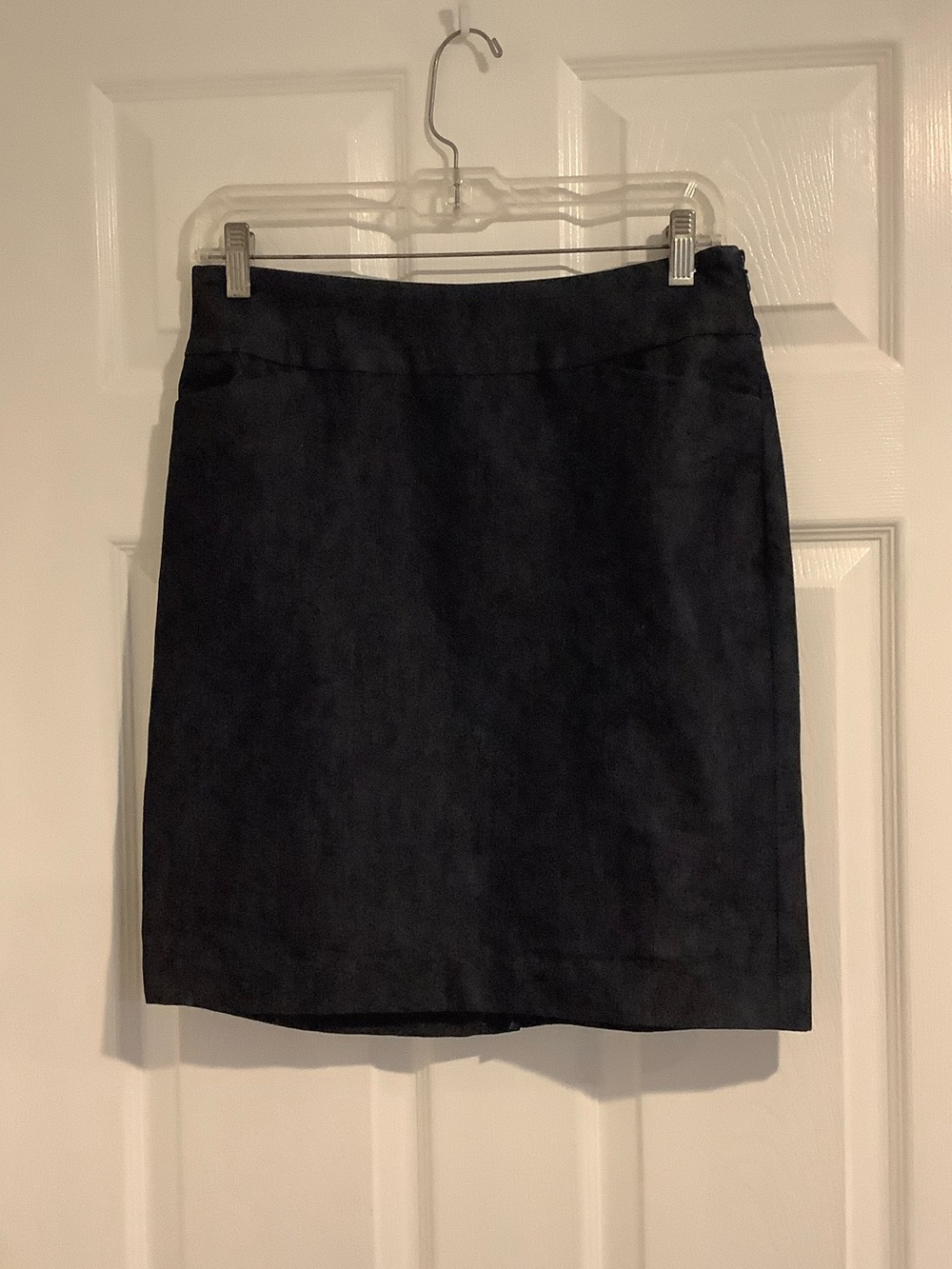 HALOGEN Dark Blue Lightweight Denim Stretchy Minimalist Capsule Basic Mini Skirt